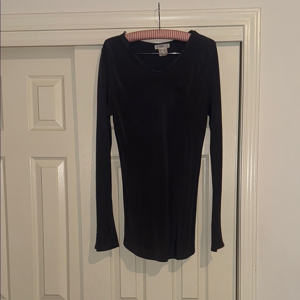 Sophisticated Black Fitted Long Sleeve Blouse